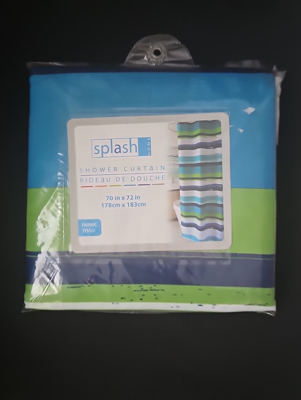 Splash Home Blue & Green Striped  Shower Curtain